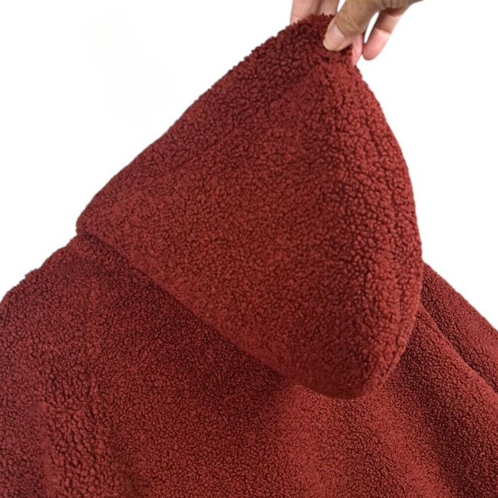 Vince Cozy Faux Fur Hoodie In Cordovan Size M - Picture 6 of 11